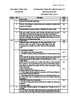 Đáp án đề kiểm tra học kì I Ngữ văn lớp 11 - Năm học 2016-2017 - Sở GD & ĐT Vĩnh Phúc